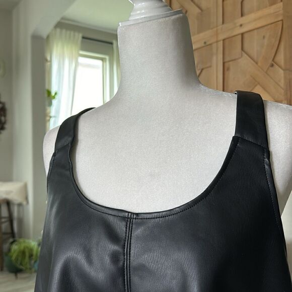 NWOT Free People Sleeveless Tank Flared Vegan Leather S Western Retro Black Chic - Picture 8 of 13